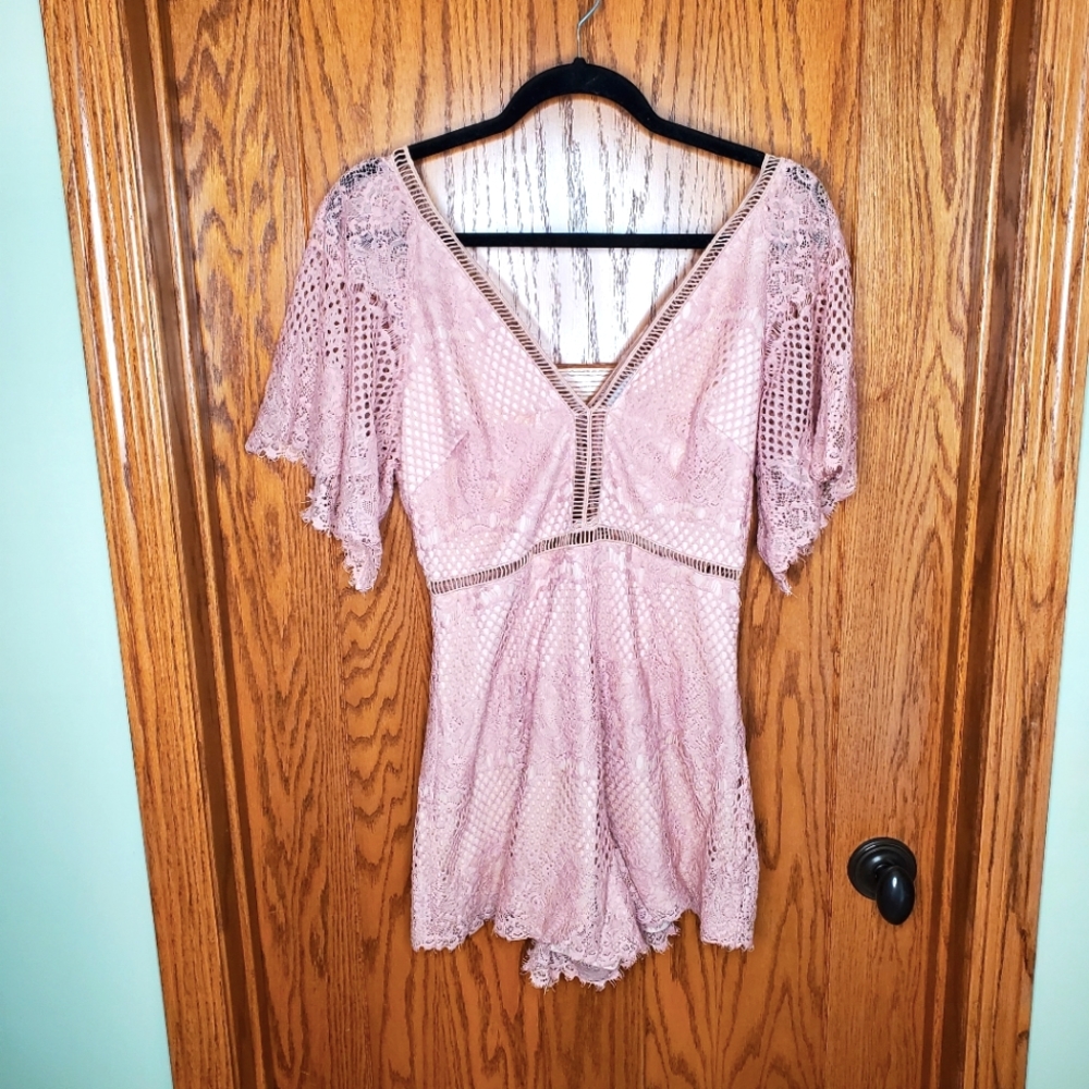 Pink Lace Romper